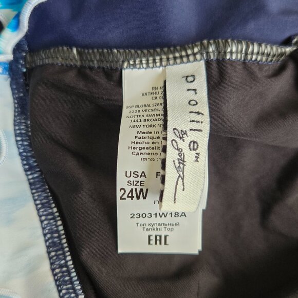 Profile by Gottex Harmony Solid Navy Ruched Tankini Top Plus Size 24W - Picture 8 of 11